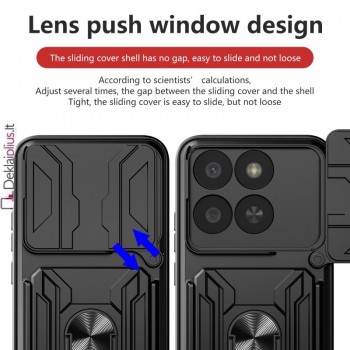 6in1 smūgiams atsparus dėklas su kortelių dėklu - juodas (Huawei Honor 400 Smart)